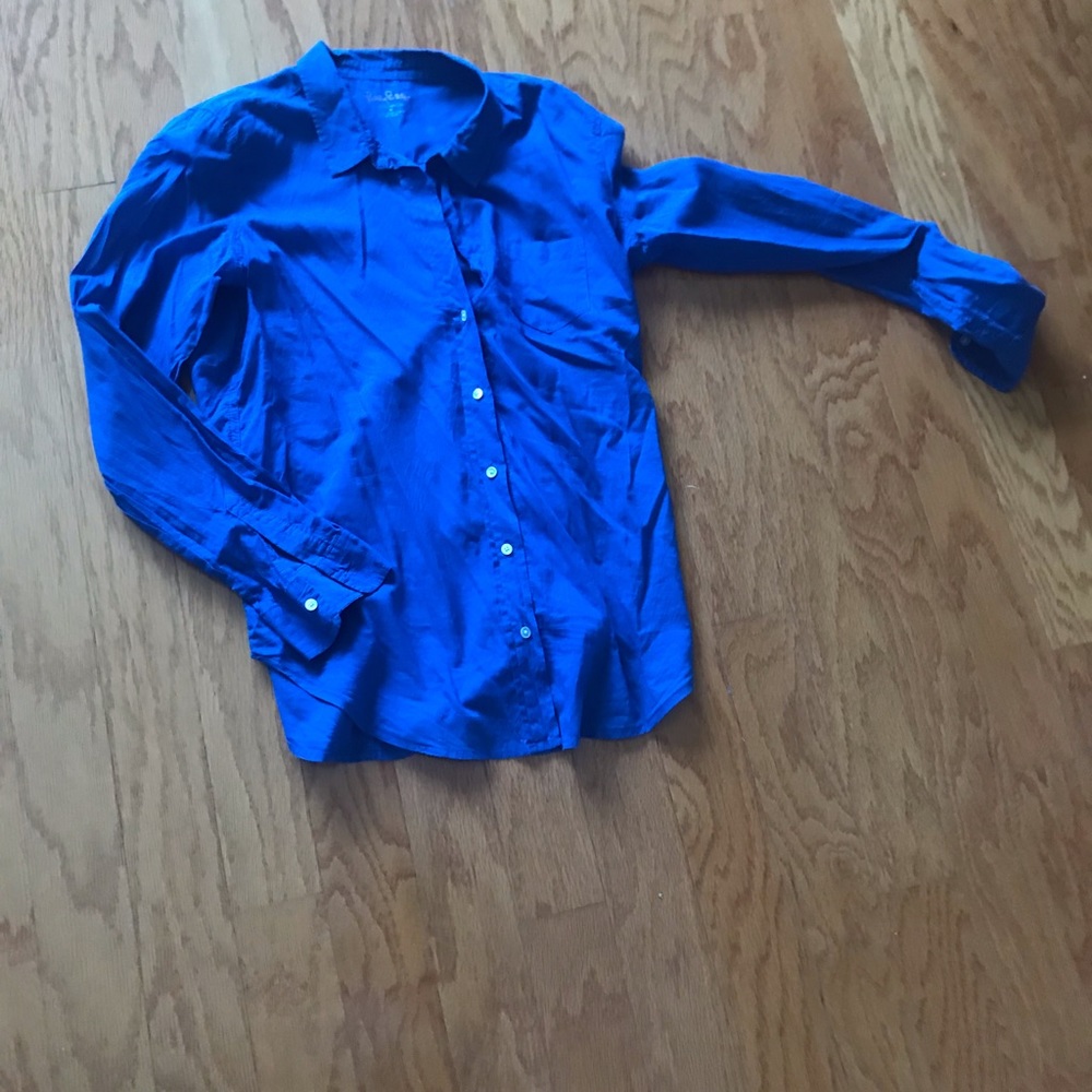 Lilly Pulitzer blue cotton button down shirt